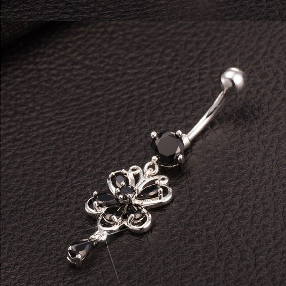 Crystal Butterfly Stainless Steel Belly Button Ring - Picture 3 of 5